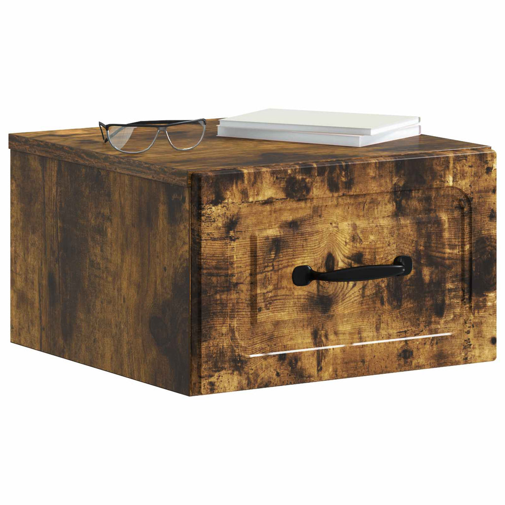 Mobiletto da notte a muro Rovere Fumo 34,5 x 33 x 20 cm