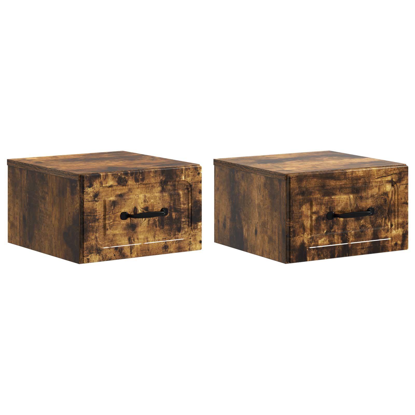 Mobiletto da notte a muro 2 pcs Rovere Fumo 34,5 x 33 x 20 cm