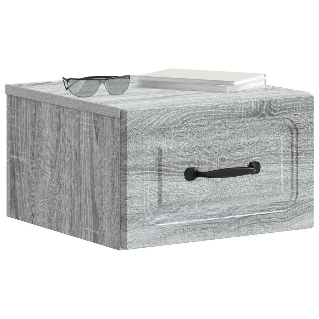 Mobiletto da notte a muro Grigio Sonoma 34,5 x 33 x 20 cm