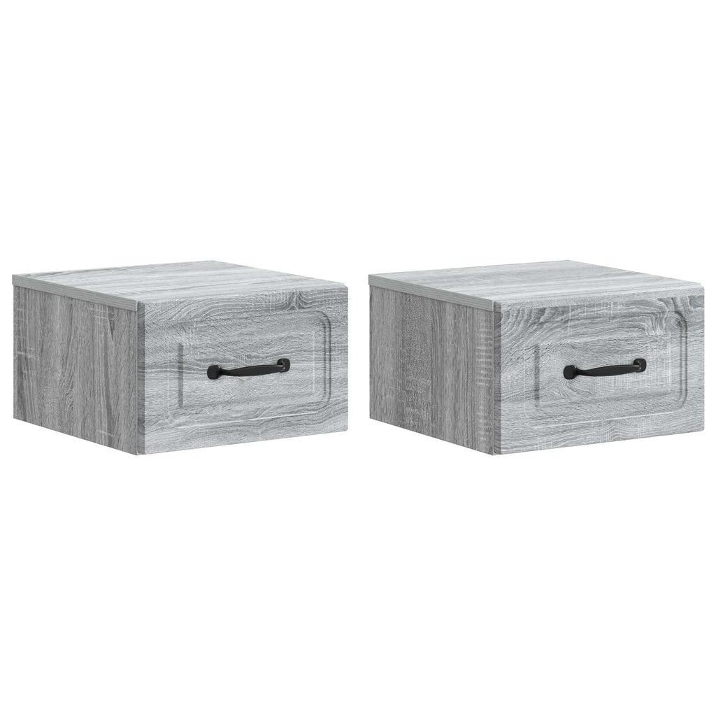 Mobiletto da notte a muro 2 pcs Grigio Sonoma 34,5 x 33 x 20 cm