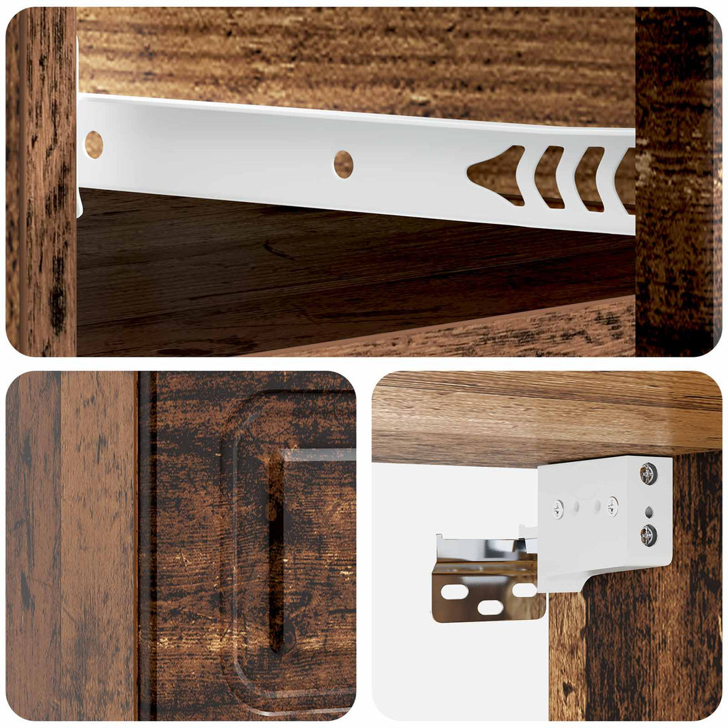 Mobiletto da notte a muro Legno antico 34,5 x 33 x 20 cm
