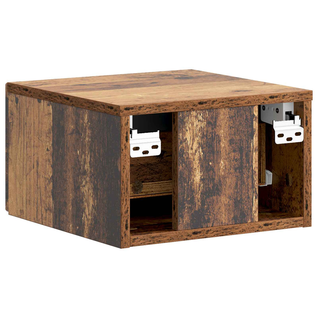 Mobiletto da notte a muro Legno antico 34,5 x 33 x 20 cm
