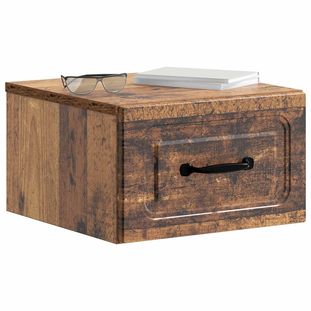 Mobiletto da notte a muro Legno antico 34,5 x 33 x 20 cm