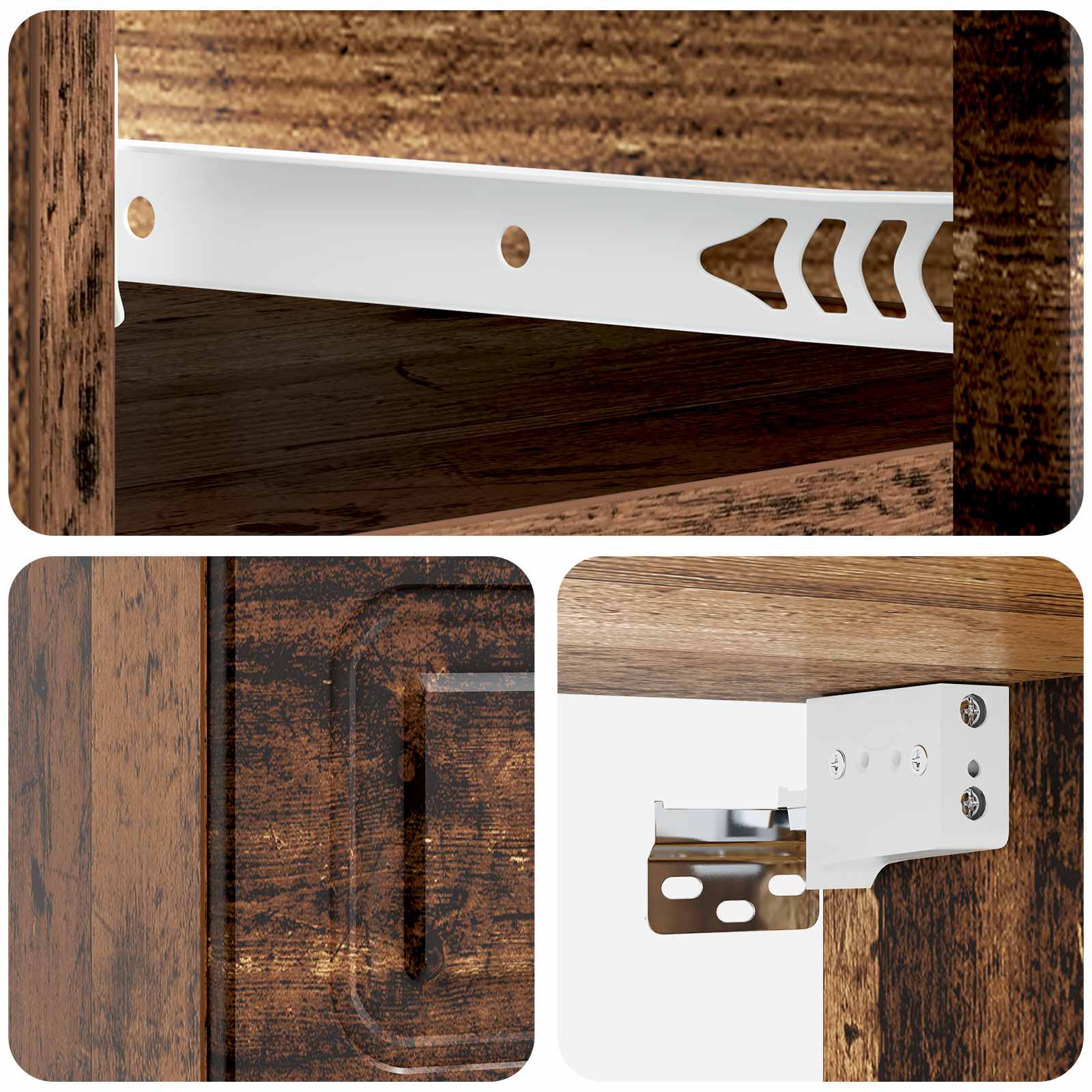 Mobiletto da notte a muro 2 pcs Legno antico 34,5 x 33 x 20 cm
