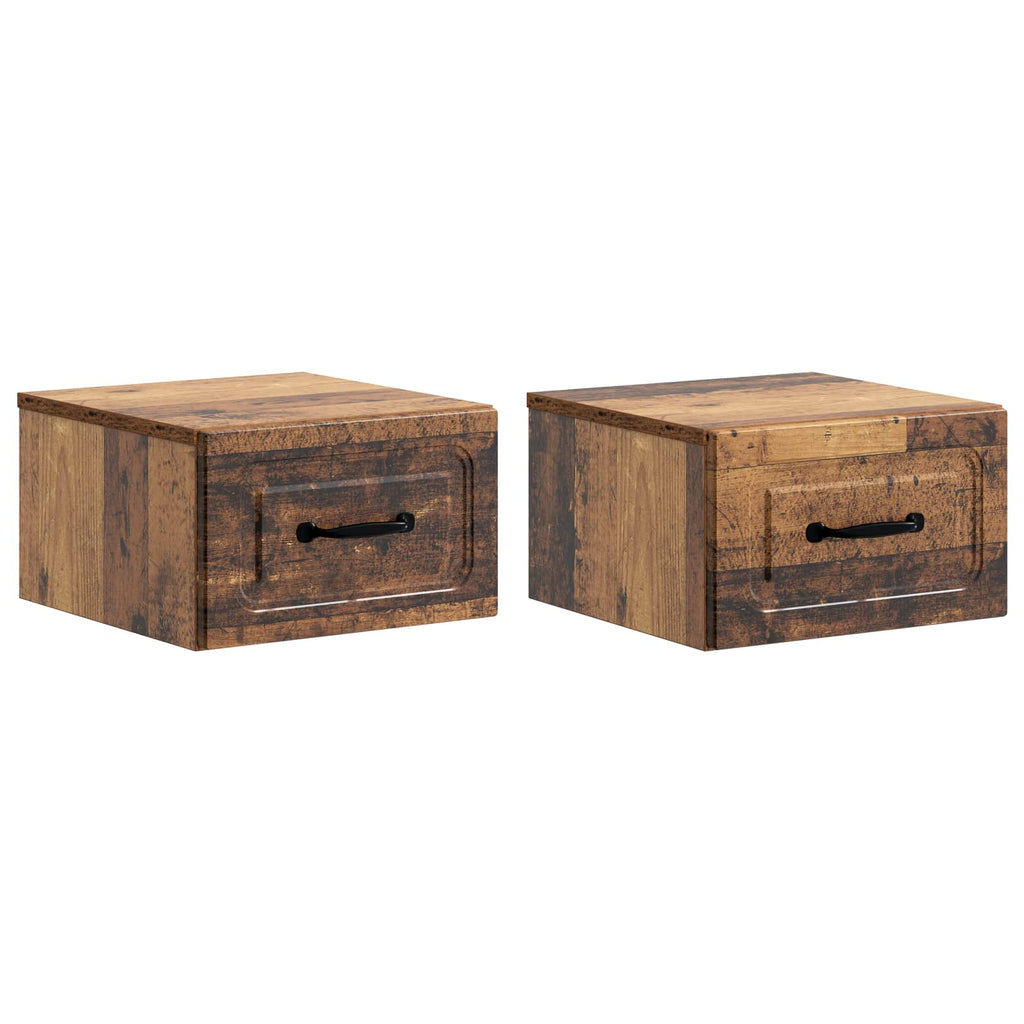 Mobiletto da notte a muro 2 pcs Legno antico 34,5 x 33 x 20 cm