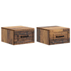Mobiletto da notte a muro 2 pcs Legno antico 34,5 x 33 x 20 cm