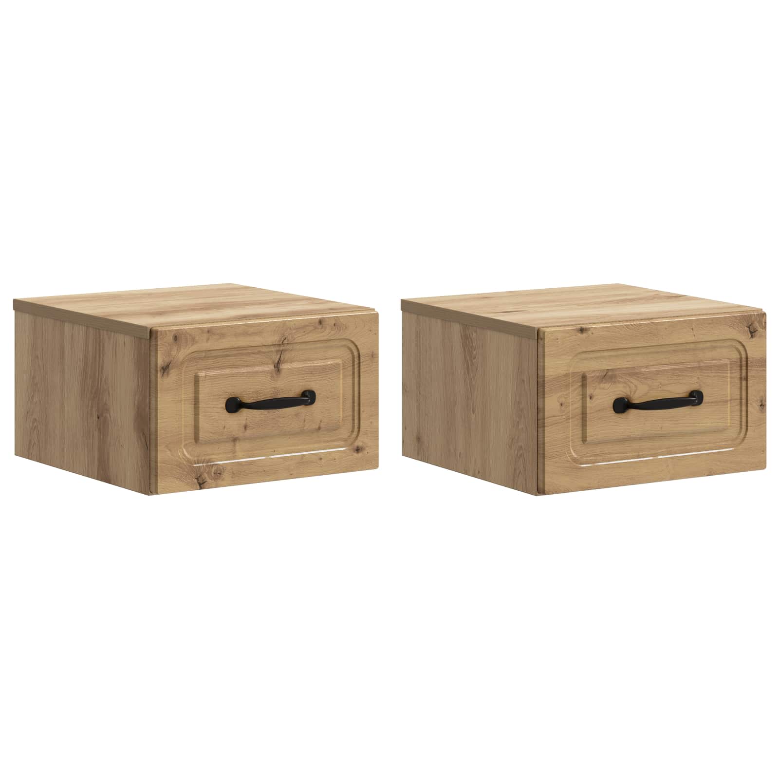 Mobiletto da notte a muro con cassetto 2 pcs Rovere Artigianale