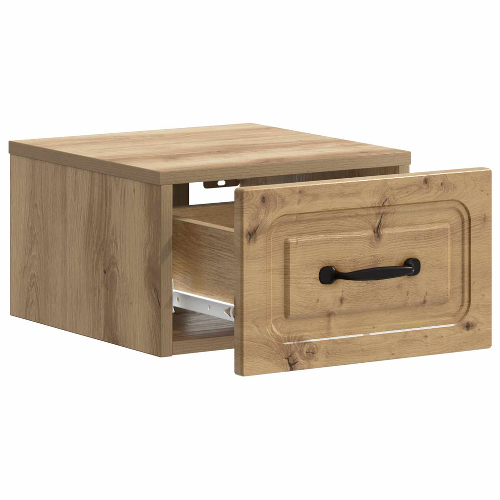 Mobiletto da notte a muro con cassetto 2 pcs Rovere Artigianale
