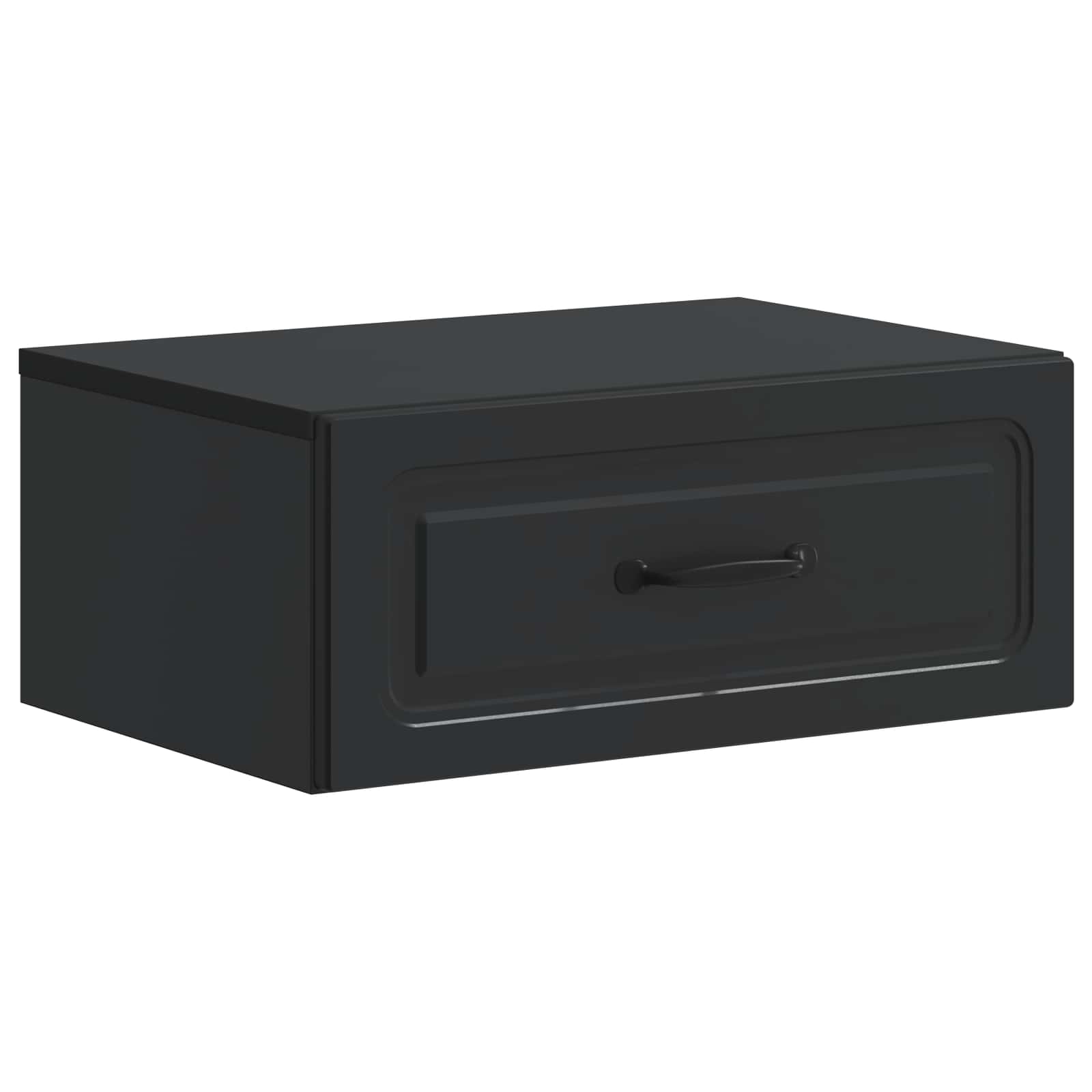 Mobiletto da notte a muro con cassetto Nero 49 x 34,5 x 20 cm
