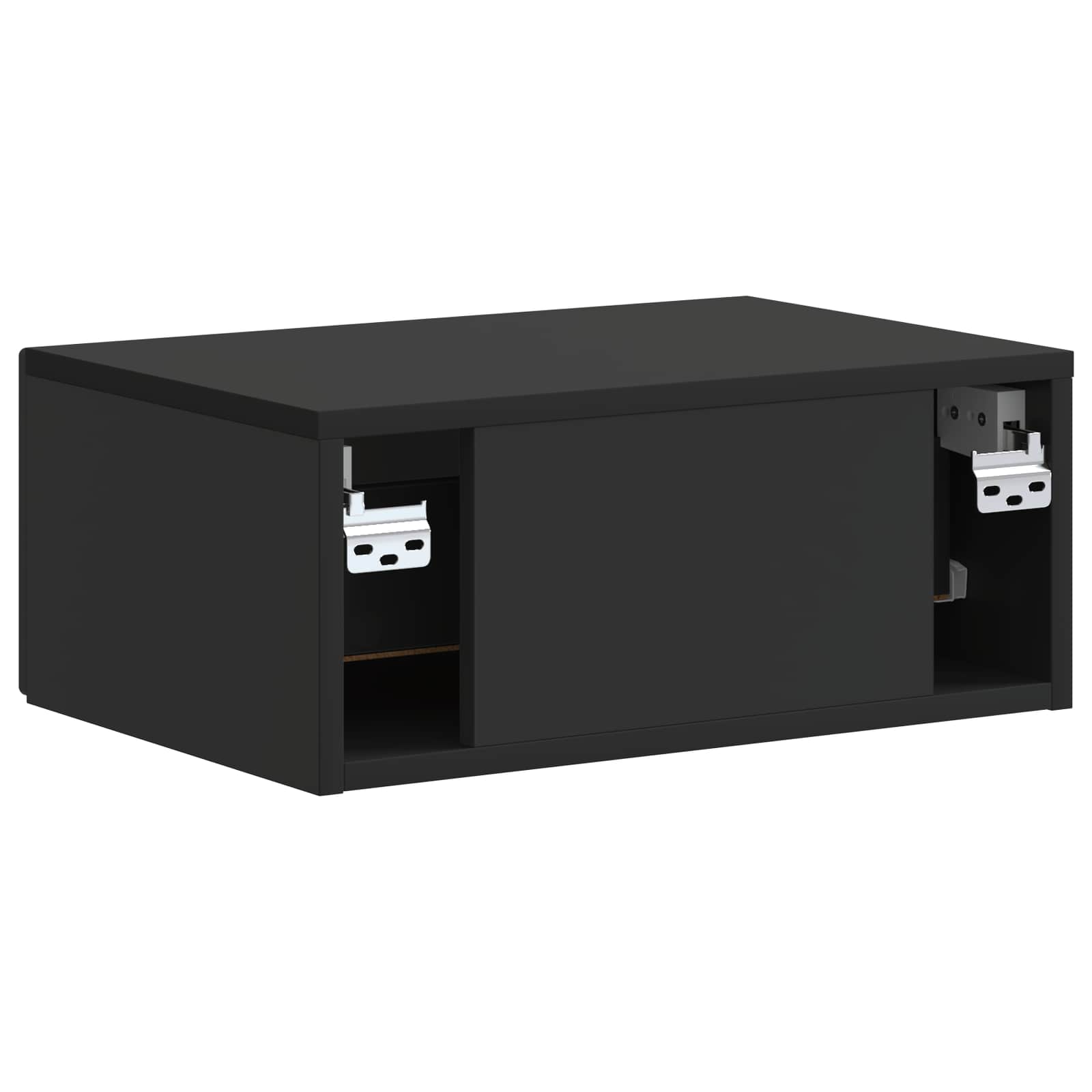 Mobiletto da notte a muro con cassetto Nero 49 x 34,5 x 20 cm