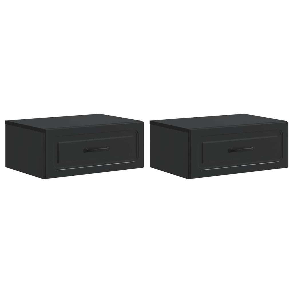 Mobiletto da notte a muro 2 pcs Nero 49 x 34,5 x 20 cm
