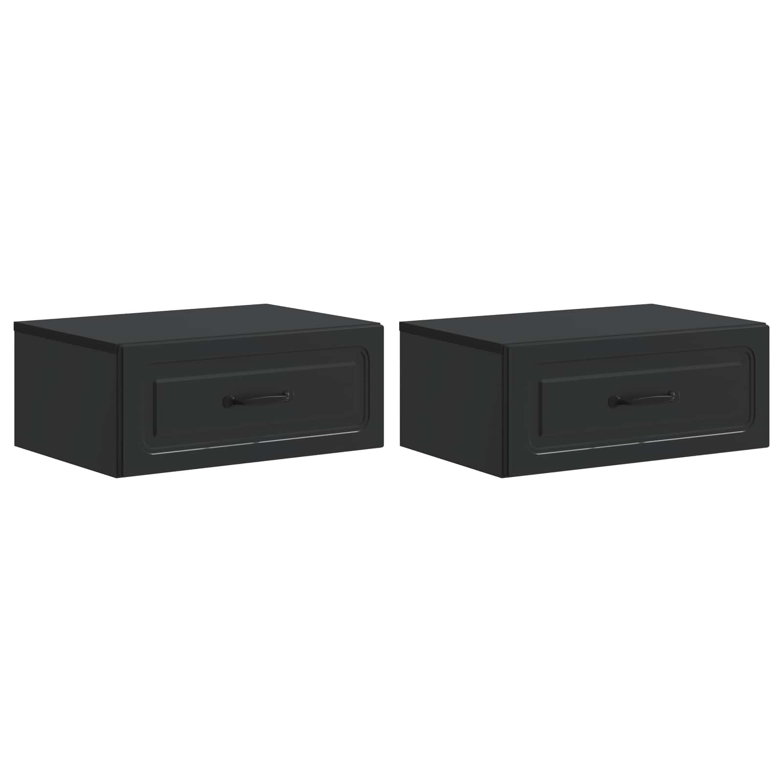 Mobiletto da notte a muro 2 pcs Nero 49 x 34,5 x 20 cm