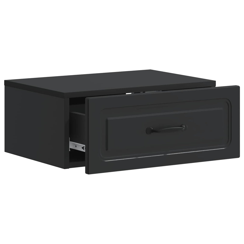 Mobiletto da notte a muro 2 pcs Nero 49 x 34,5 x 20 cm