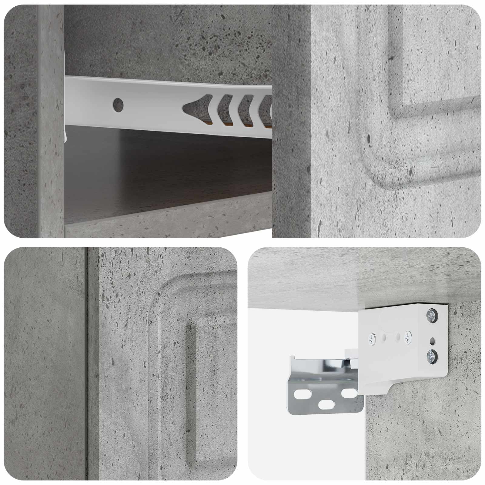 Mobiletto da notte a muro Grigio Cemento 49 x 34,5 x 20 cm