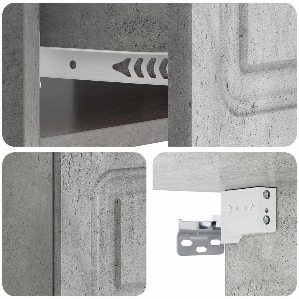 Mobiletto da notte a muro con cassetto 2 pcs Grigio Cemento