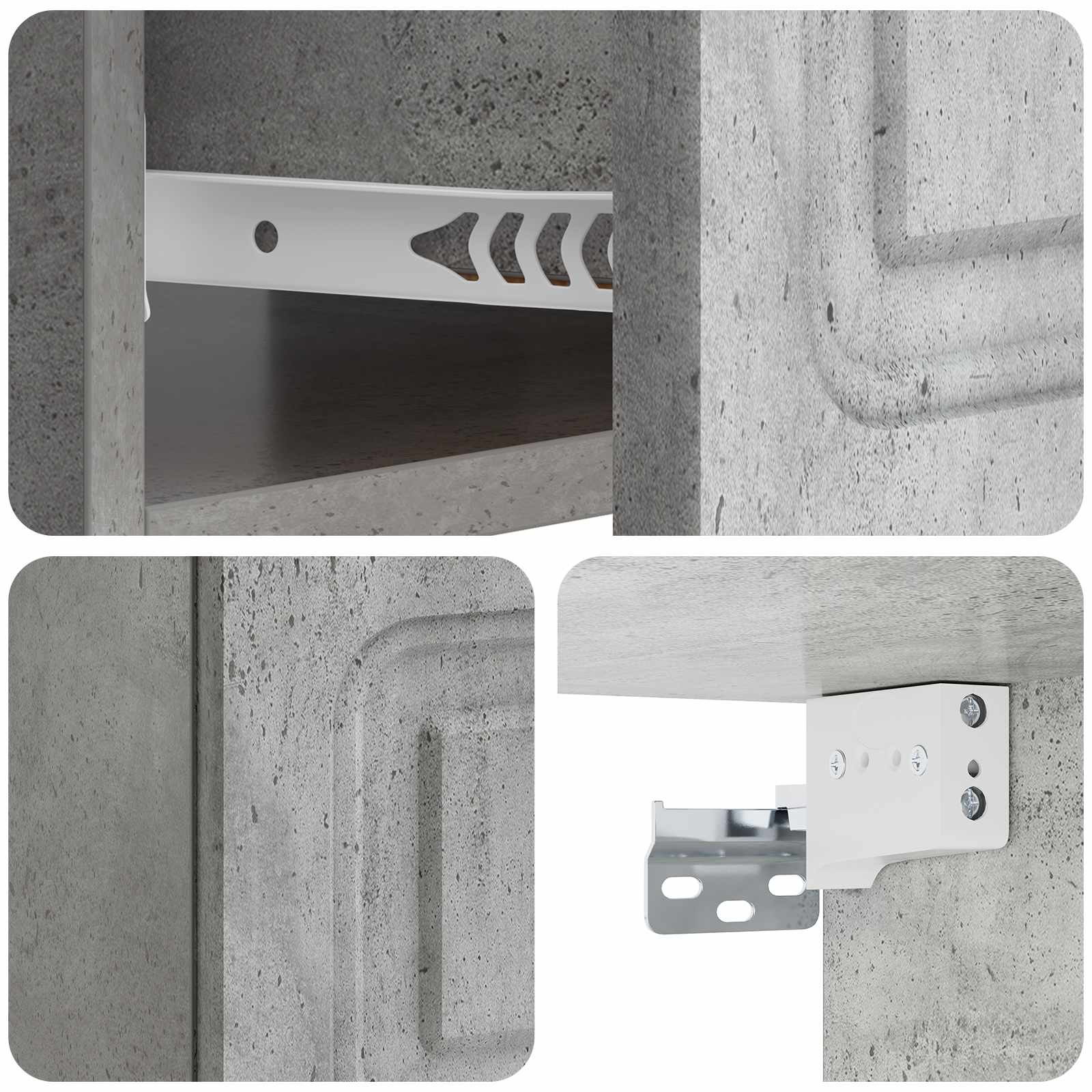 Mobiletto da notte a muro con cassetto 2 pcs Grigio Cemento