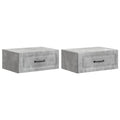 Mobiletto da notte a muro con cassetto 2 pcs Grigio Cemento