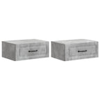 Mobiletto da notte a muro con cassetto 2 pcs Grigio Cemento