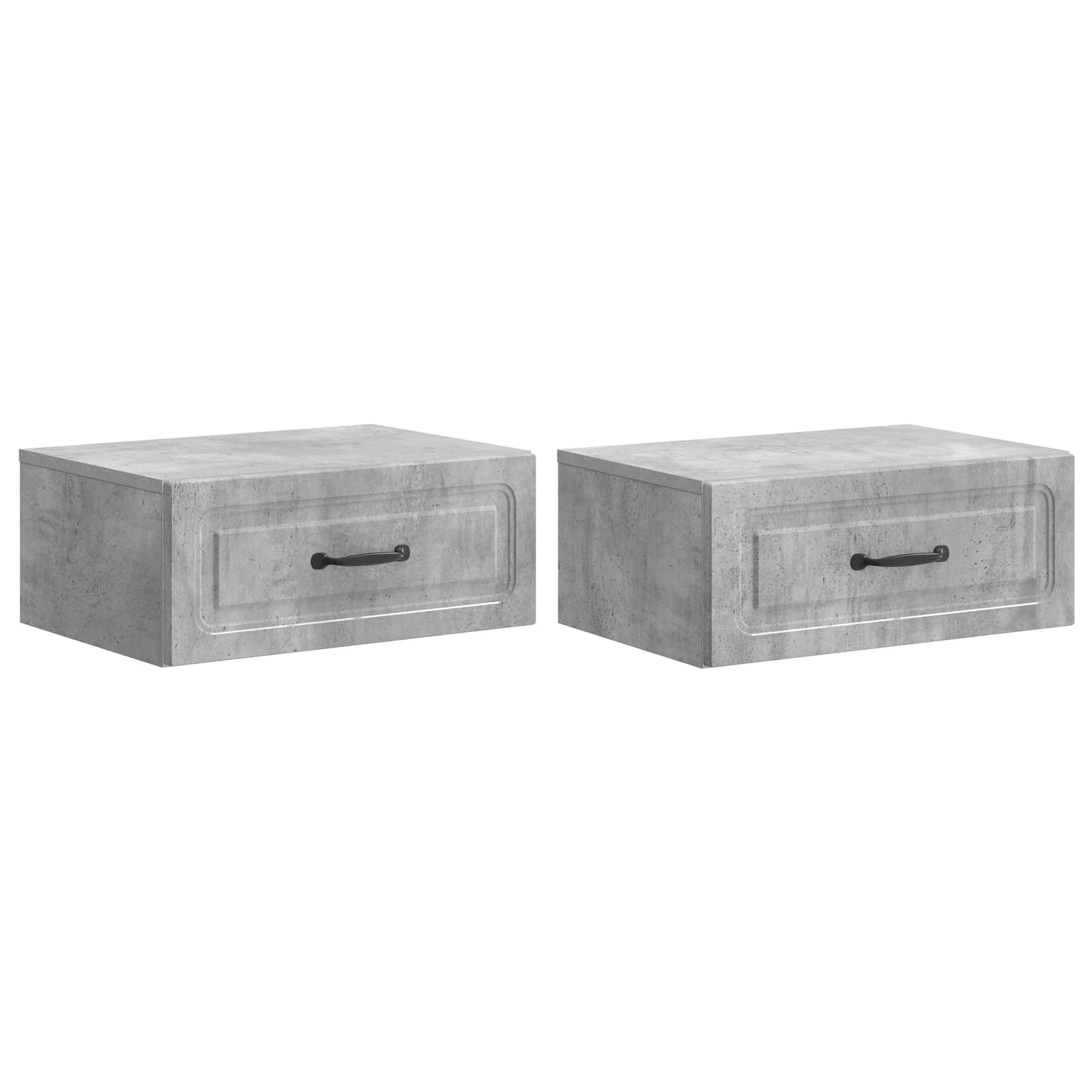 Mobiletto da notte a muro con cassetto 2 pcs Grigio Cemento