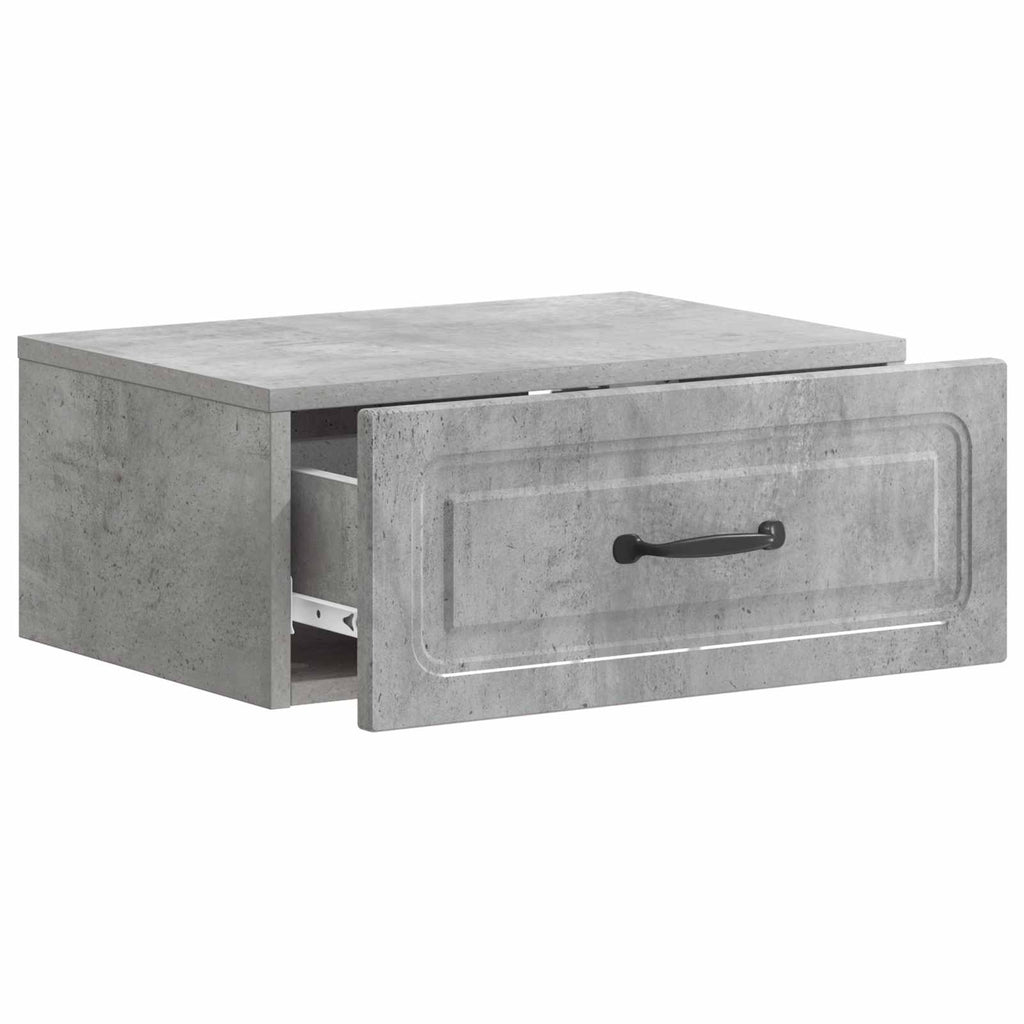 Mobiletto da notte a muro con cassetto 2 pcs Grigio Cemento