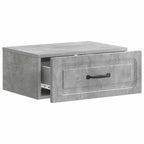 Mobiletto da notte a muro con cassetto 2 pcs Grigio Cemento