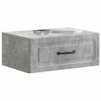 Mobiletto da notte a muro con cassetto 2 pcs Grigio Cemento