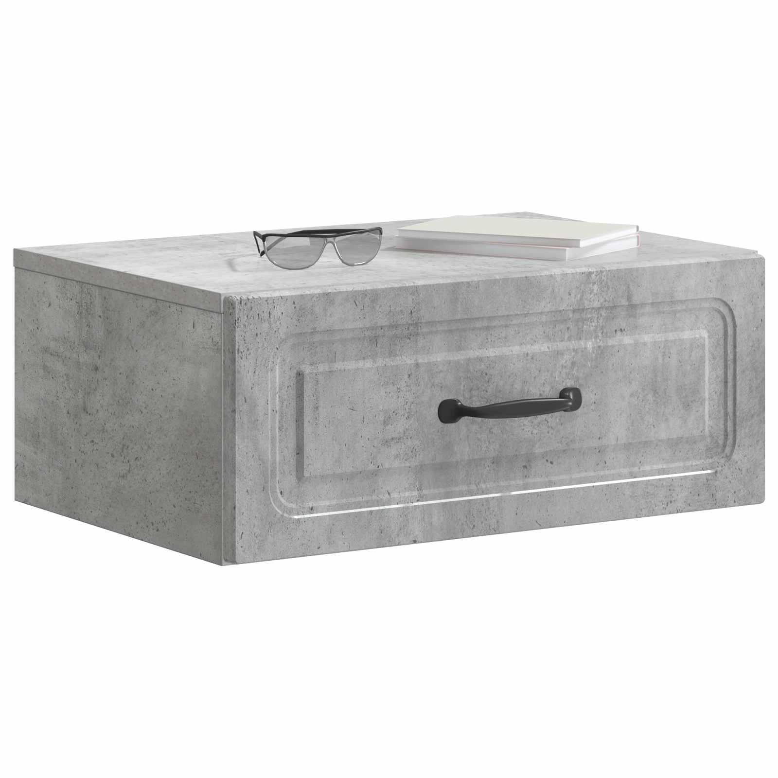 Mobiletto da notte a muro con cassetto 2 pcs Grigio Cemento