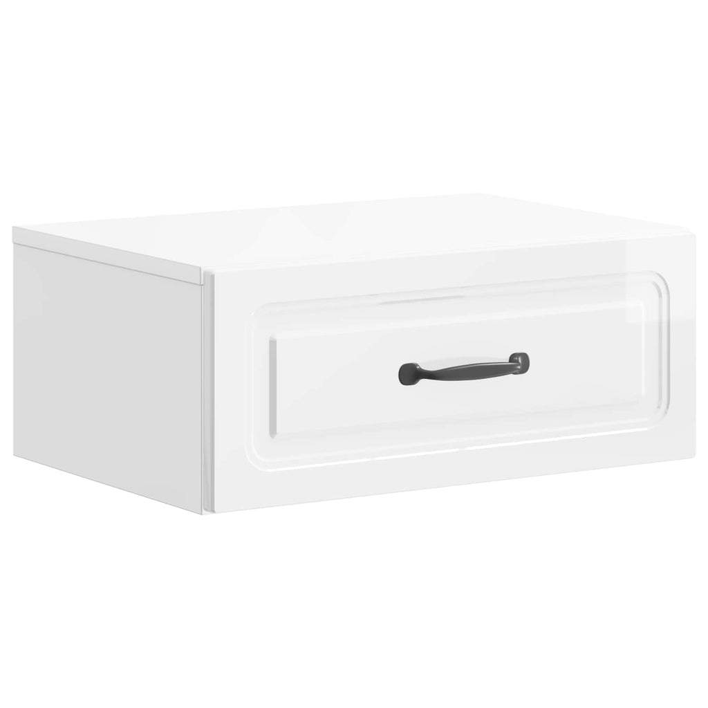 Mobiletto da notte a muro Bianco Lucido 49 x 34,5 x 20 cm