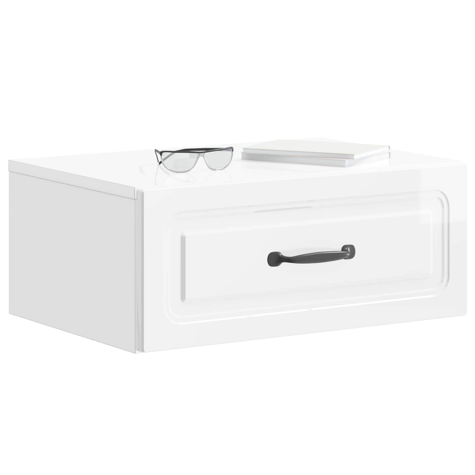 Mobiletto da notte a muro Bianco Lucido 49 x 34,5 x 20 cm