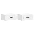 Mobiletto da notte a muro 2 pcs Bianco Lucido 49 x 34,5 x 20 cm