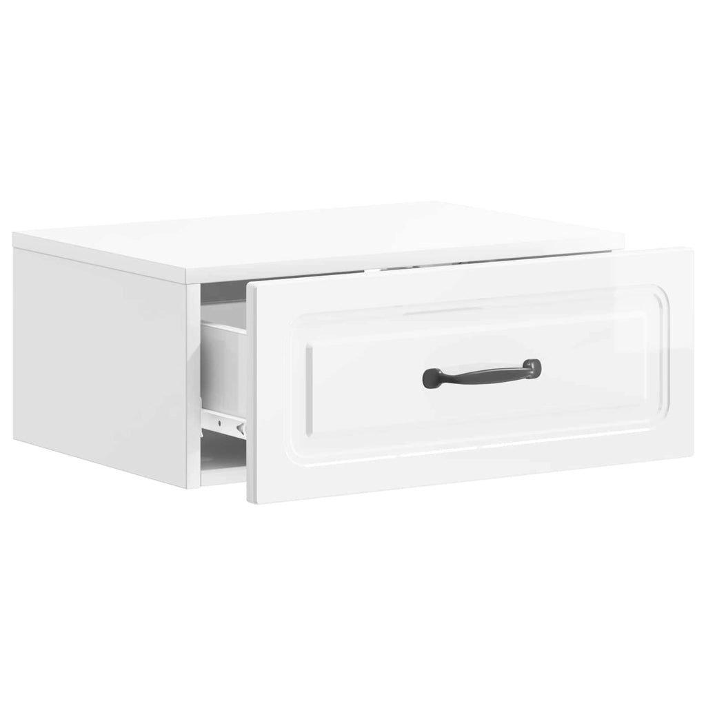 Mobiletto da notte a muro 2 pcs Bianco Lucido 49 x 34,5 x 20 cm