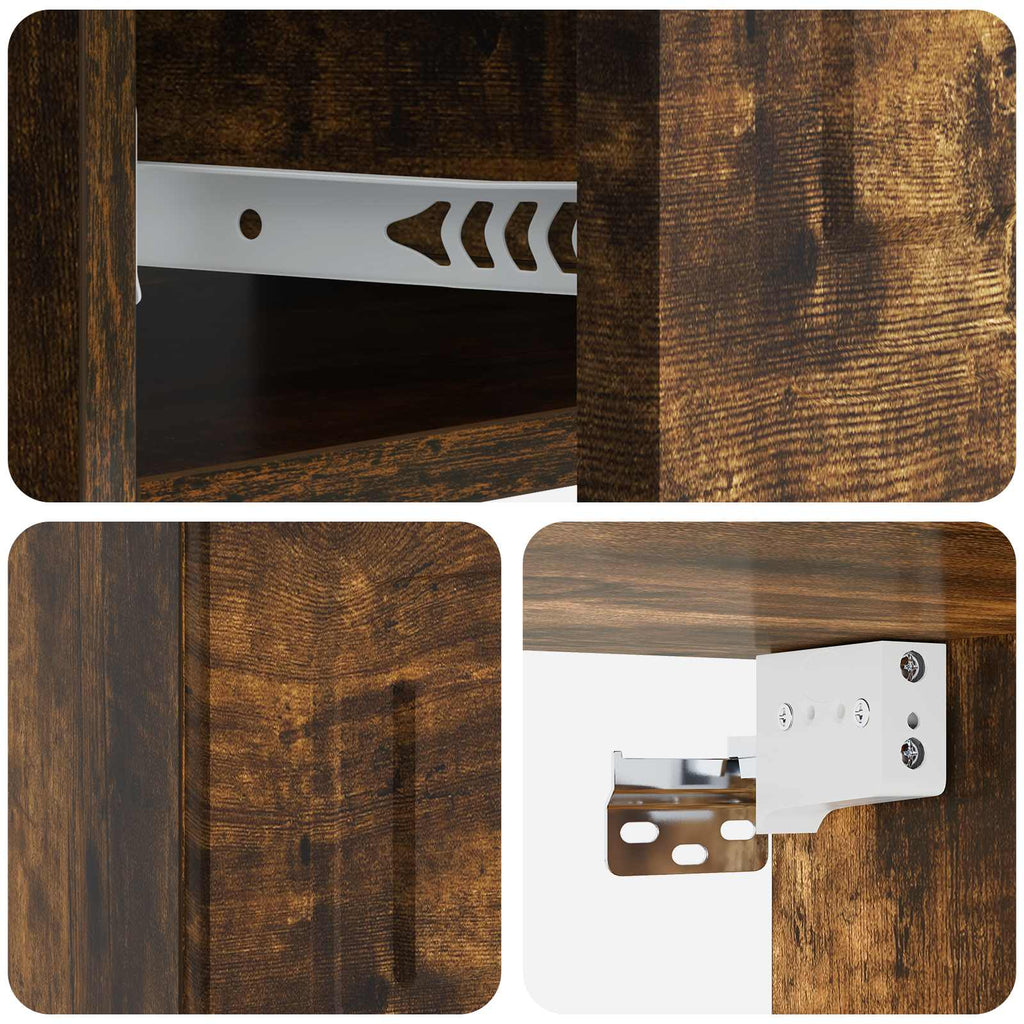 Mobiletto da notte a muro 2 pcs Rovere Fumo 49 x 34,5 x 20 cm