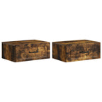 Mobiletto da notte a muro 2 pcs Rovere Fumo 49 x 34,5 x 20 cm