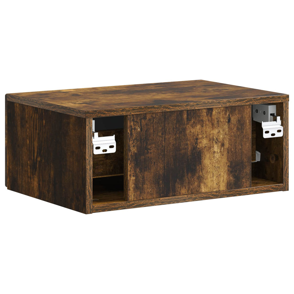 Mobiletto da notte a muro 2 pcs Rovere Fumo 49 x 34,5 x 20 cm