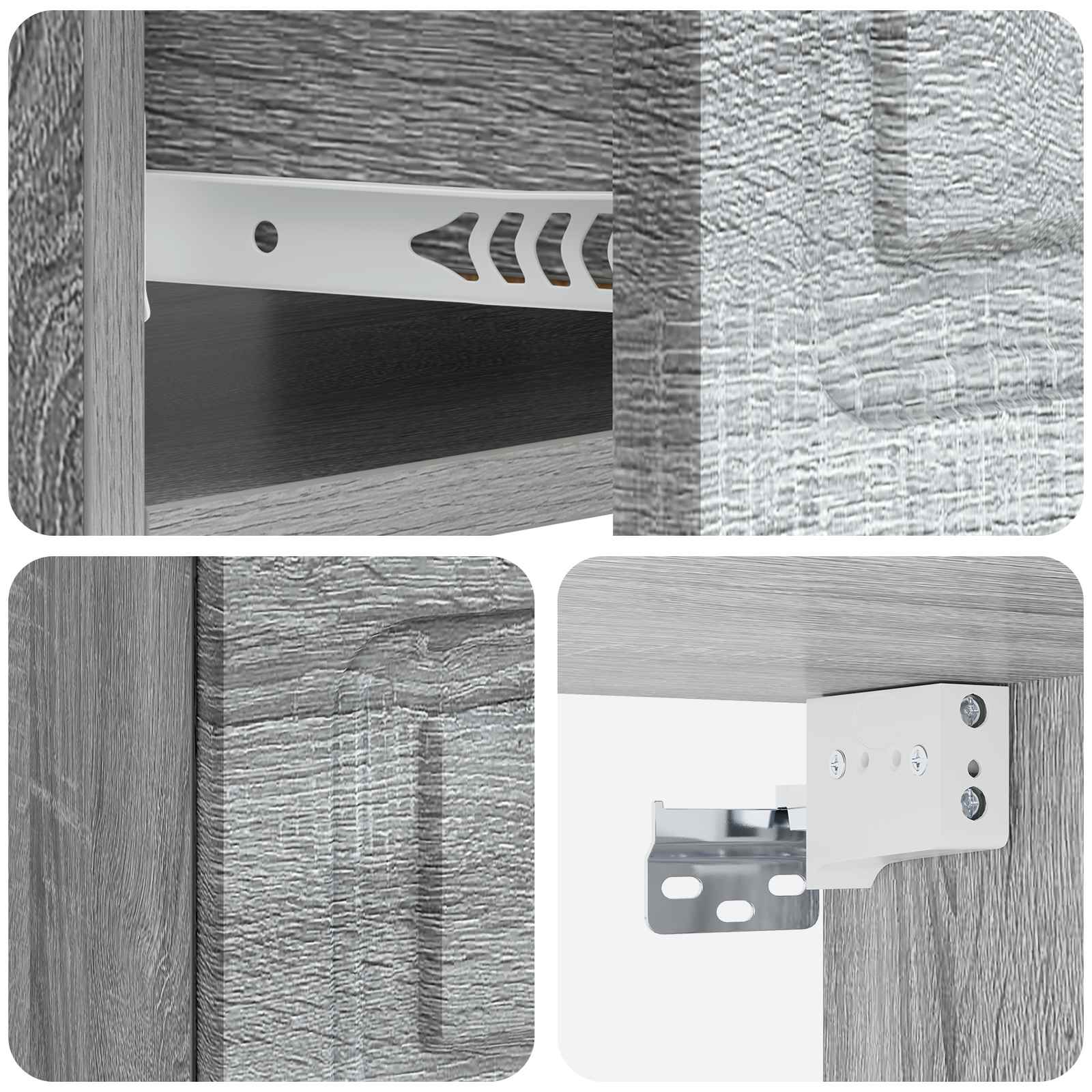 Mobiletto da notte a muro Grigio Sonoma 49 x 34,5 x 20 cm