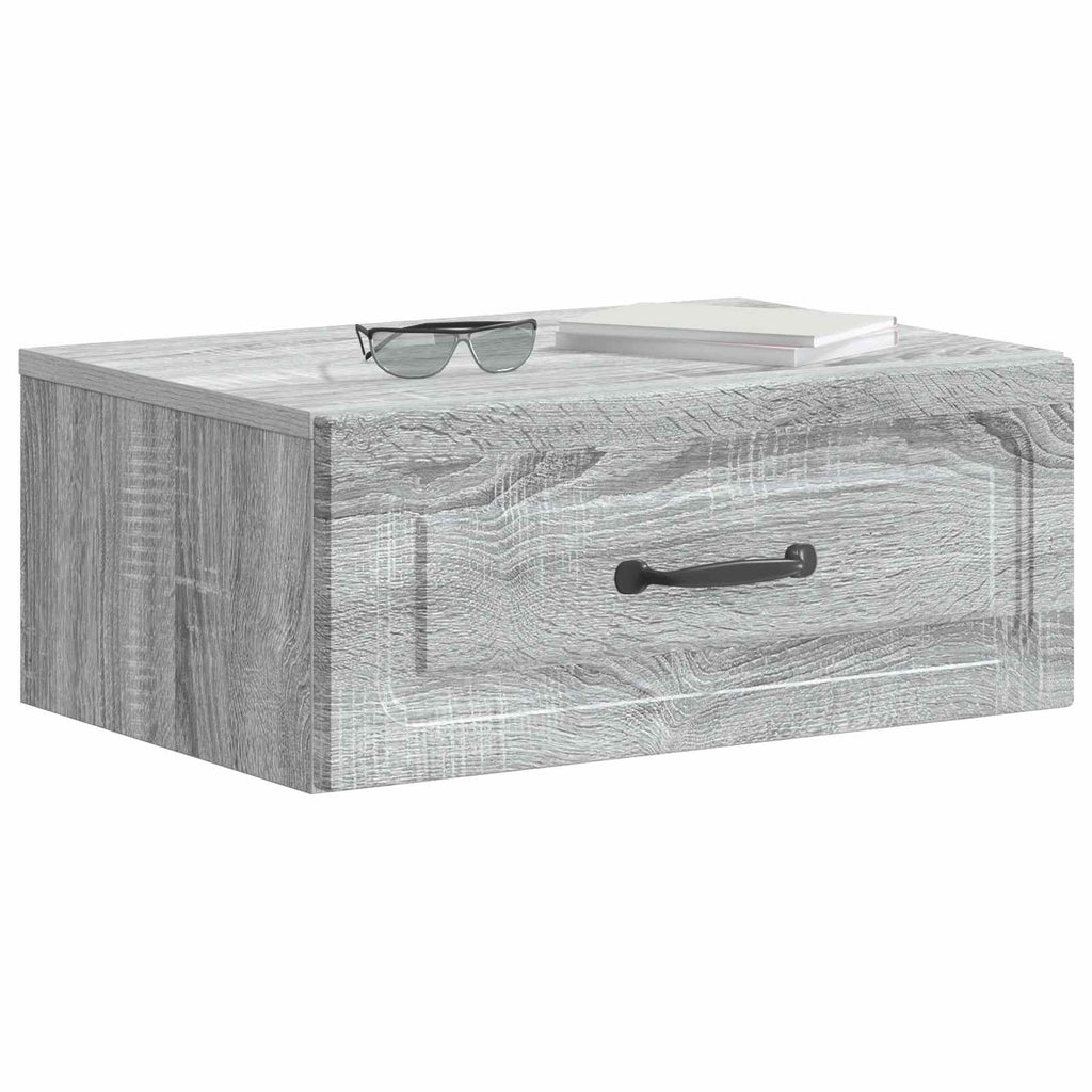 Mobiletto da notte a muro Grigio Sonoma 49 x 34,5 x 20 cm