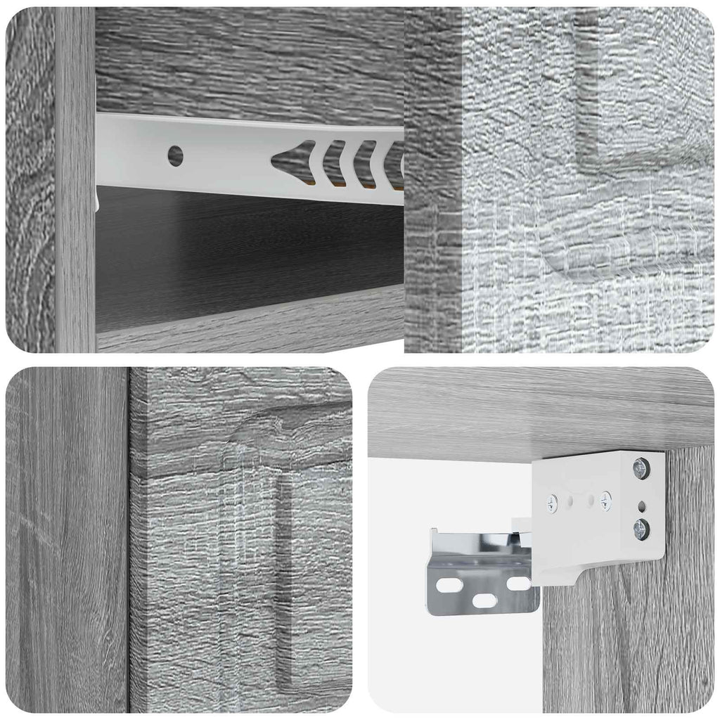 Mobiletto da notte a muro 2 pcs Grigio Sonoma 49 x 34,5 x 20 cm