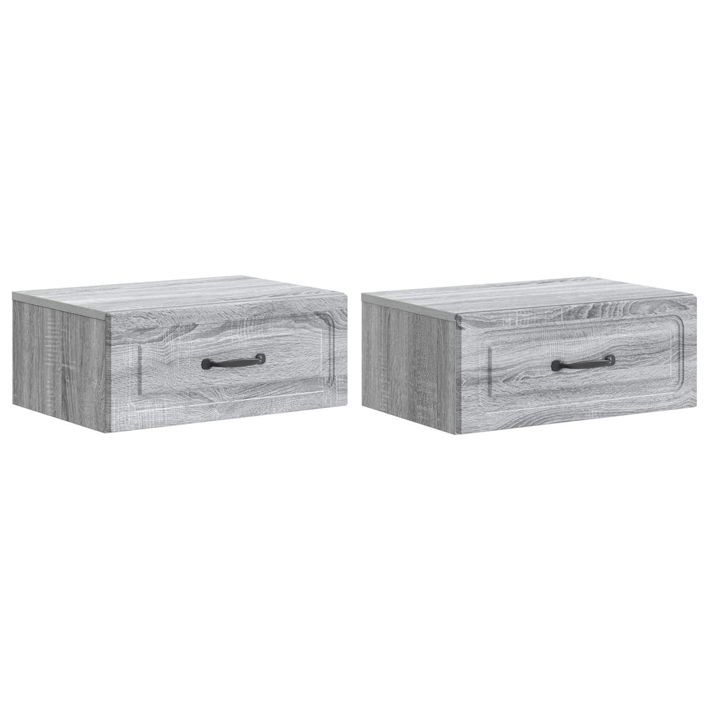 Mobiletto da notte a muro 2 pcs Grigio Sonoma 49 x 34,5 x 20 cm