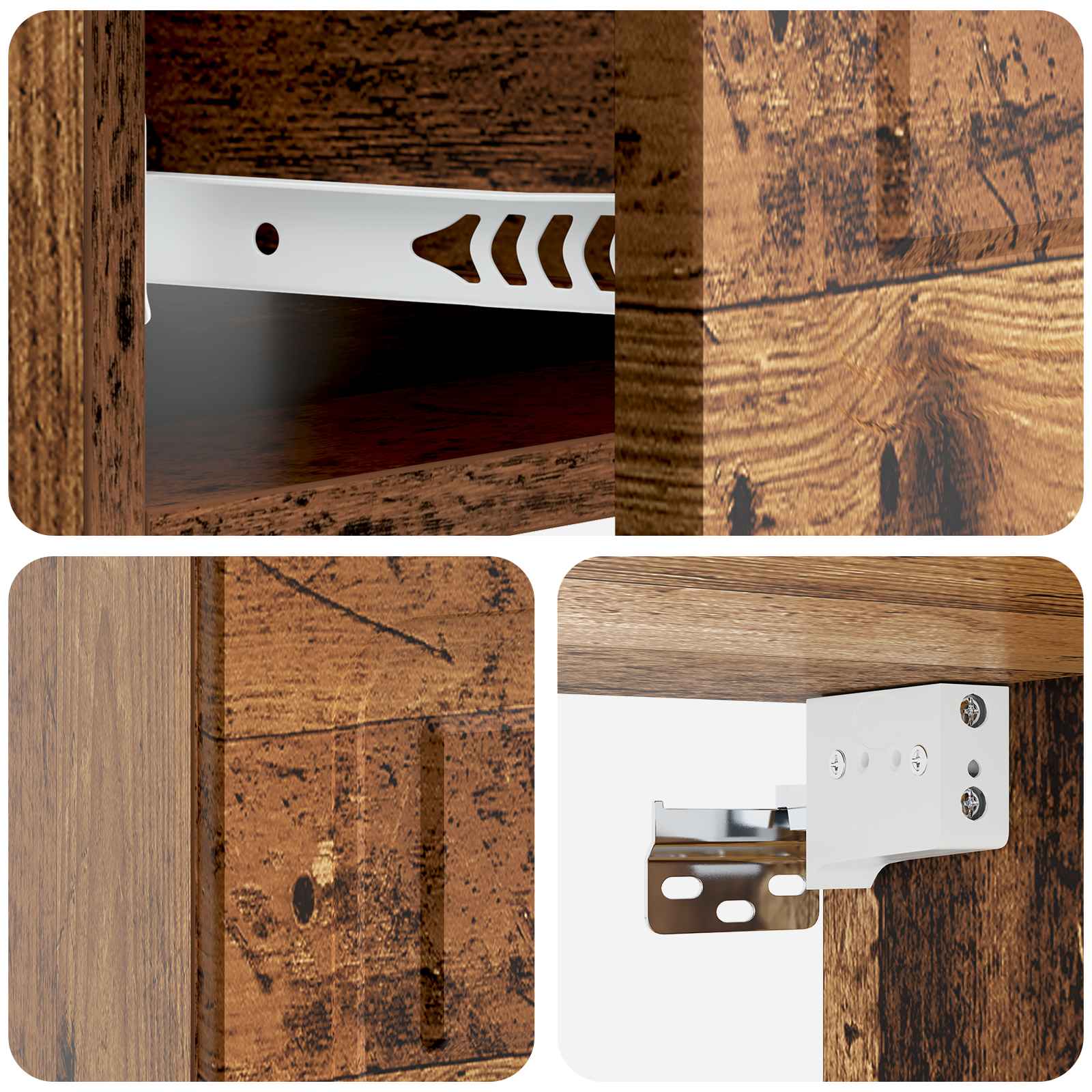 Mobiletto da notte a muro Legno antico 49 x 34,5 x 20 cm