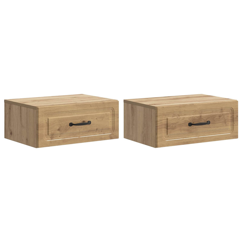 Mobiletto da notte a muro con cassetto 2 pcs Rovere Artigianale