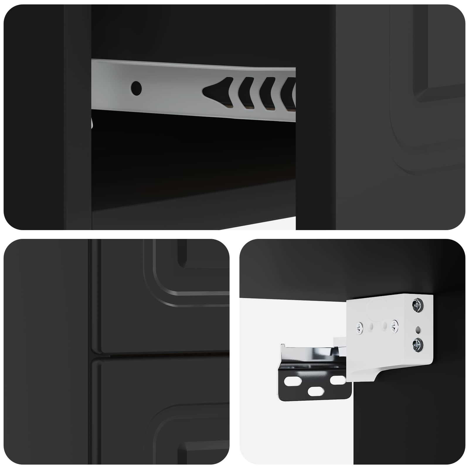 Mobiletto da notte a muro con cassetto Nero 34,5 x 33 x 40 cm