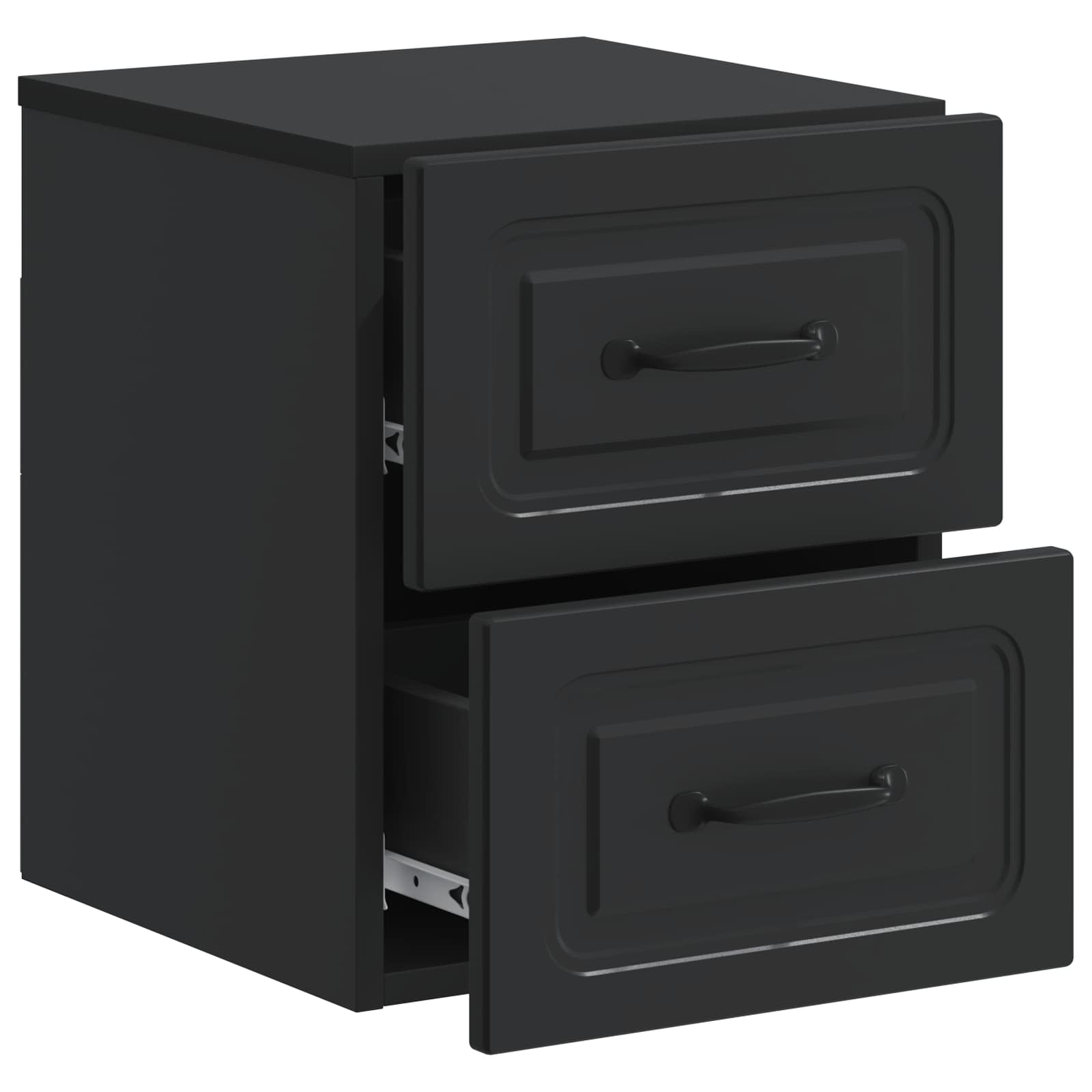 Mobiletto da notte a muro con cassetto Nero 34,5 x 33 x 40 cm