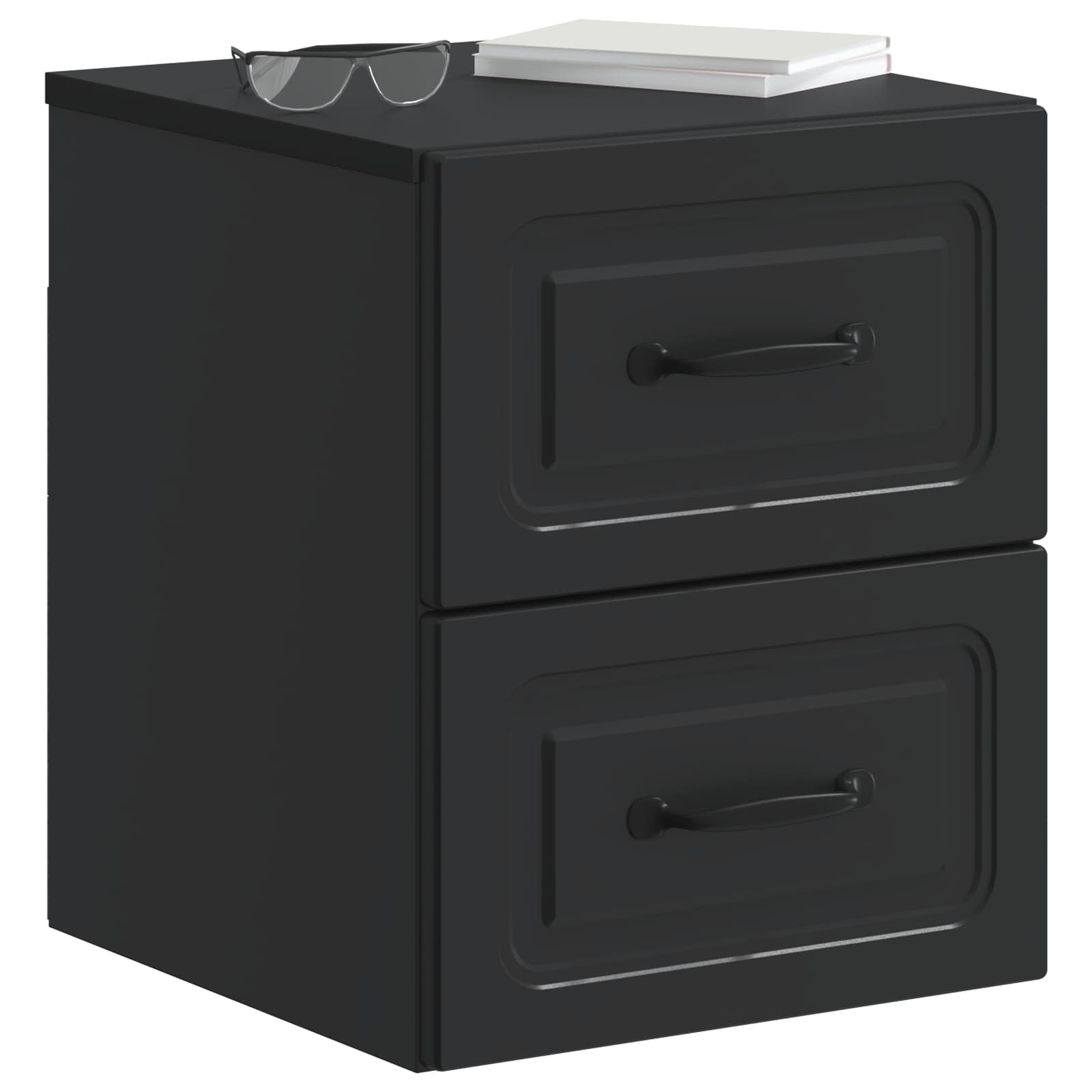 Mobiletto da notte a muro con cassetto Nero 34,5 x 33 x 40 cm