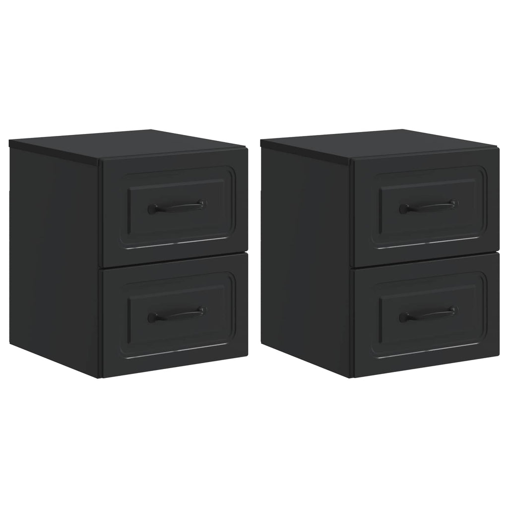 Mobiletto da notte a muro 2 pcs Nero 34,5 x 33 x 40 cm