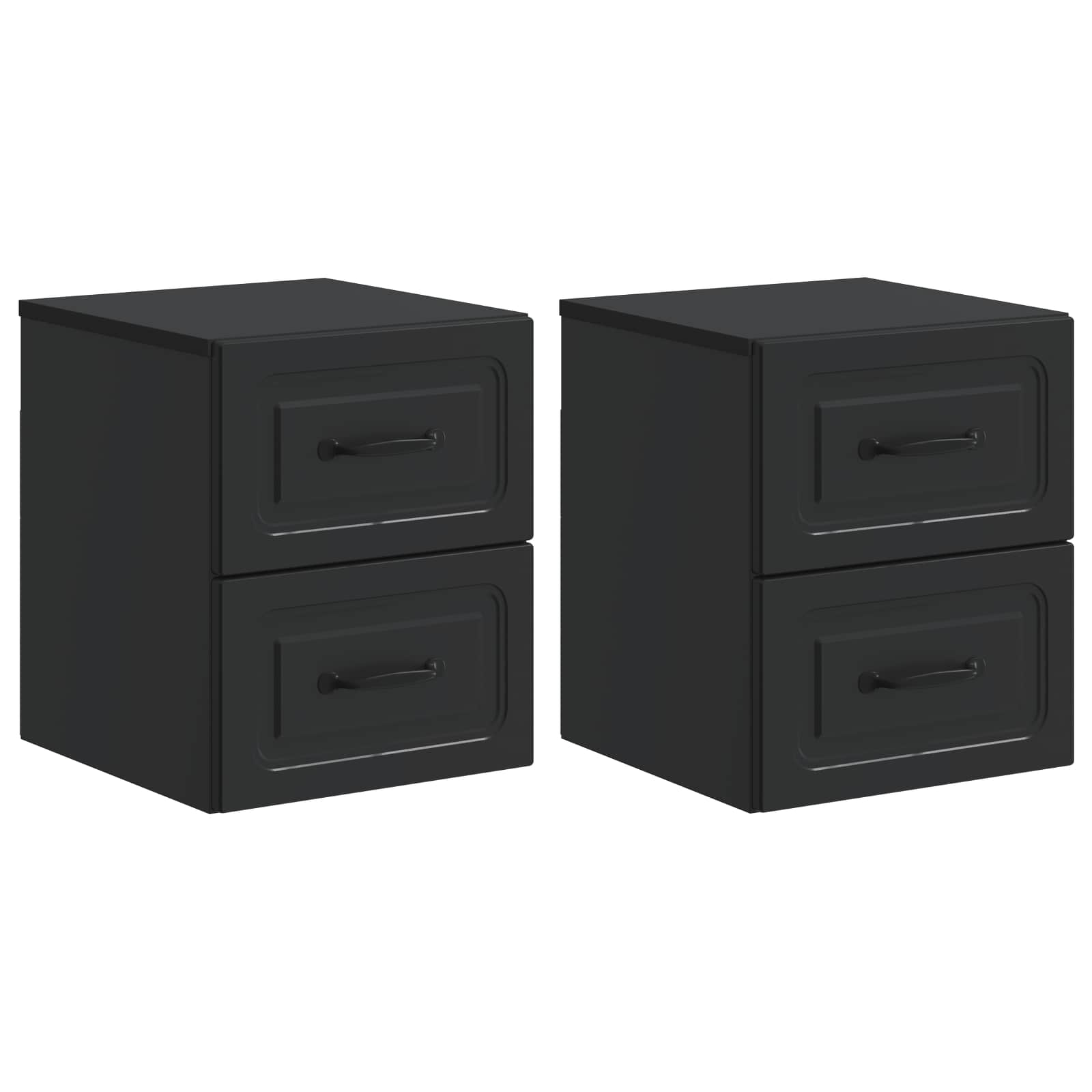 Mobiletto da notte a muro 2 pcs Nero 34,5 x 33 x 40 cm