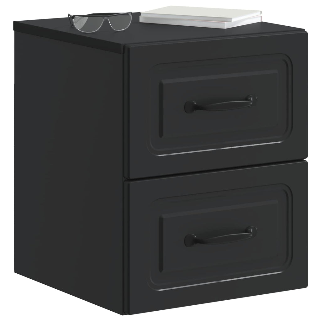 Mobiletto da notte a muro 2 pcs Nero 34,5 x 33 x 40 cm