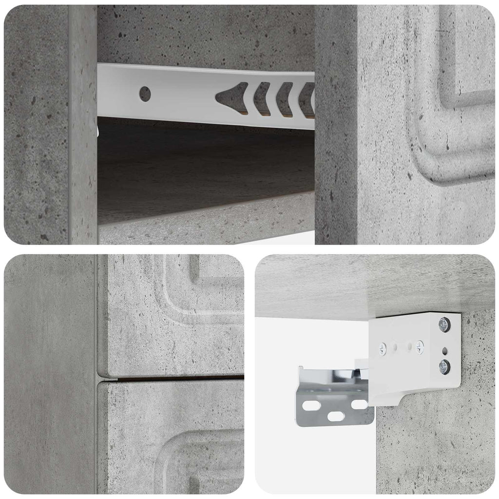 Mobiletto da notte a muro con cassetto 2 pcs Grigio Cemento