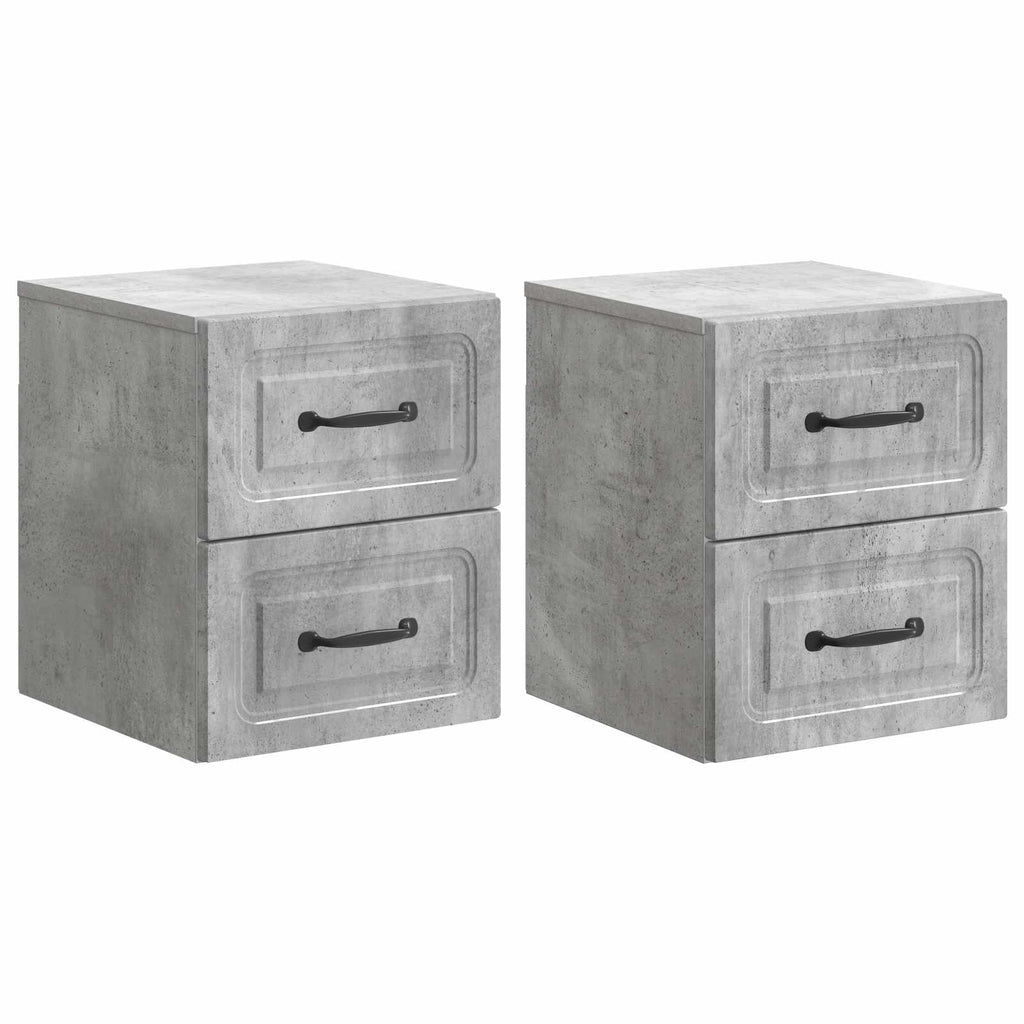 Mobiletto da notte a muro con cassetto 2 pcs Grigio Cemento