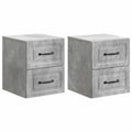 Mobiletto da notte a muro con cassetto 2 pcs Grigio Cemento