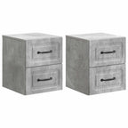Mobiletto da notte a muro con cassetto 2 pcs Grigio Cemento